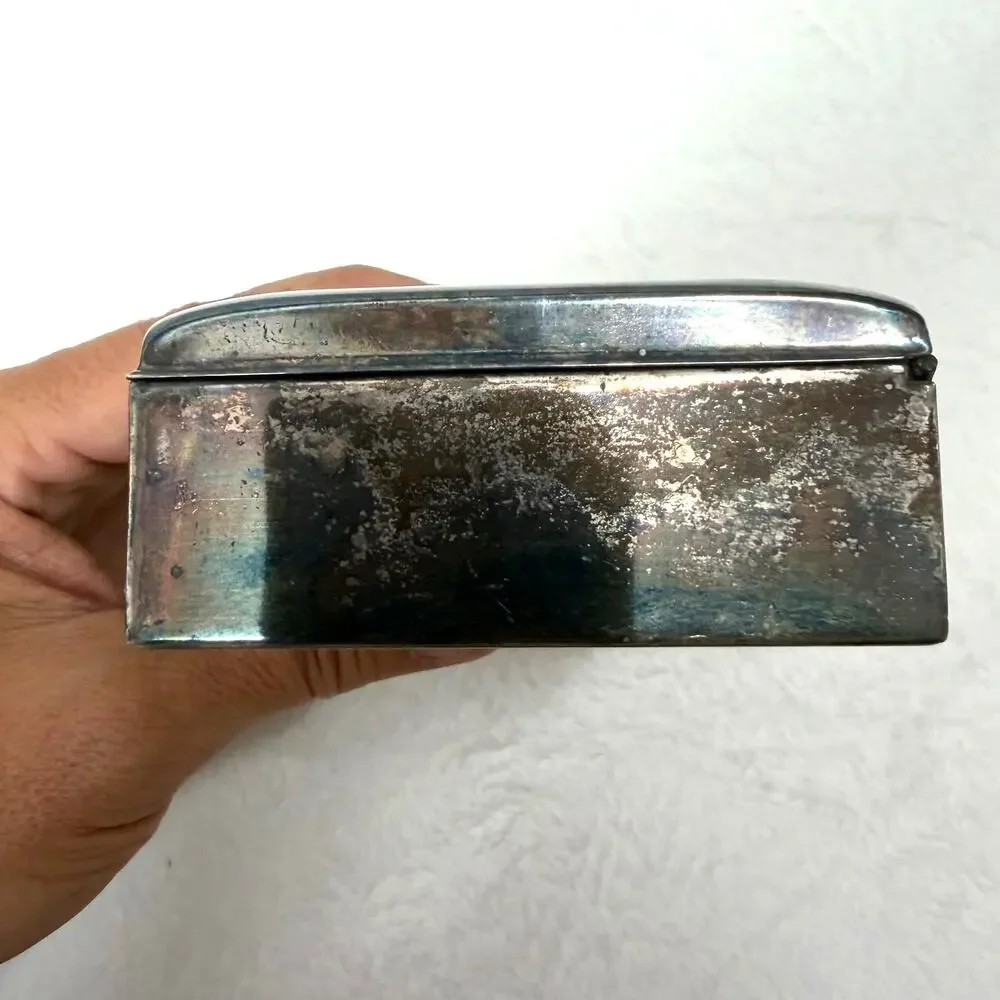 EPCA Poole Silver‎ Co 1899 Wood Lined Cigar Box Hinged Lid Trinket Jewelry